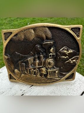 Vintage 1976 American Train Solid Brass Belt Buckle by Heritage Collection